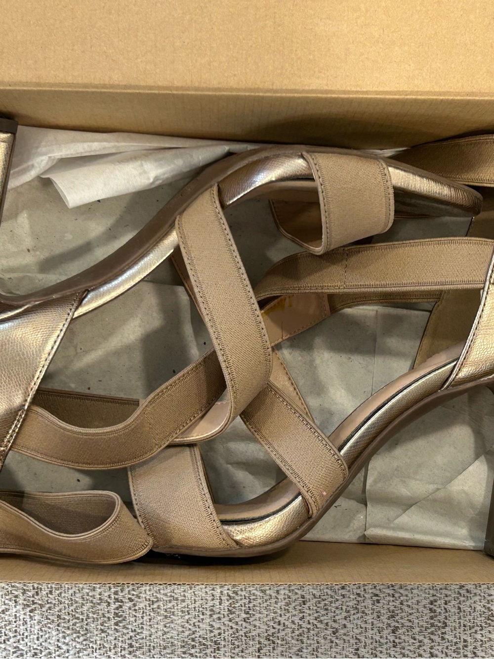 Kelly & Katie Women’s Strappy Metallic Taupe/Bronze Sandals